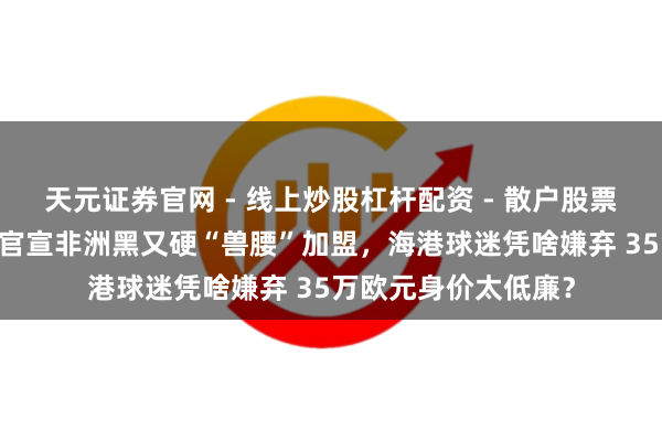 天元证券官网 - 线上炒股杠杆配资 - 散户股票如何配资杠杆 海港官宣非洲黑又硬“兽腰”加盟，海港球迷凭啥嫌弃 35万欧元身价太低廉？