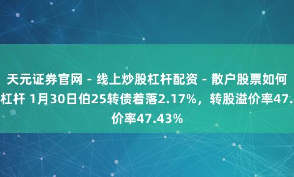 天元证券官网 - 线上炒股杠杆配资 - 散户股票如何配资杠杆 1月30日伯25转债着落2.17%，转股溢价率47.43%