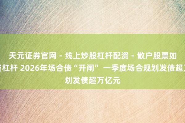 天元证券官网 - 线上炒股杠杆配资 - 散户股票如何配资杠杆 2026年场合债“开闸” 一季度场合规划发债超万亿元